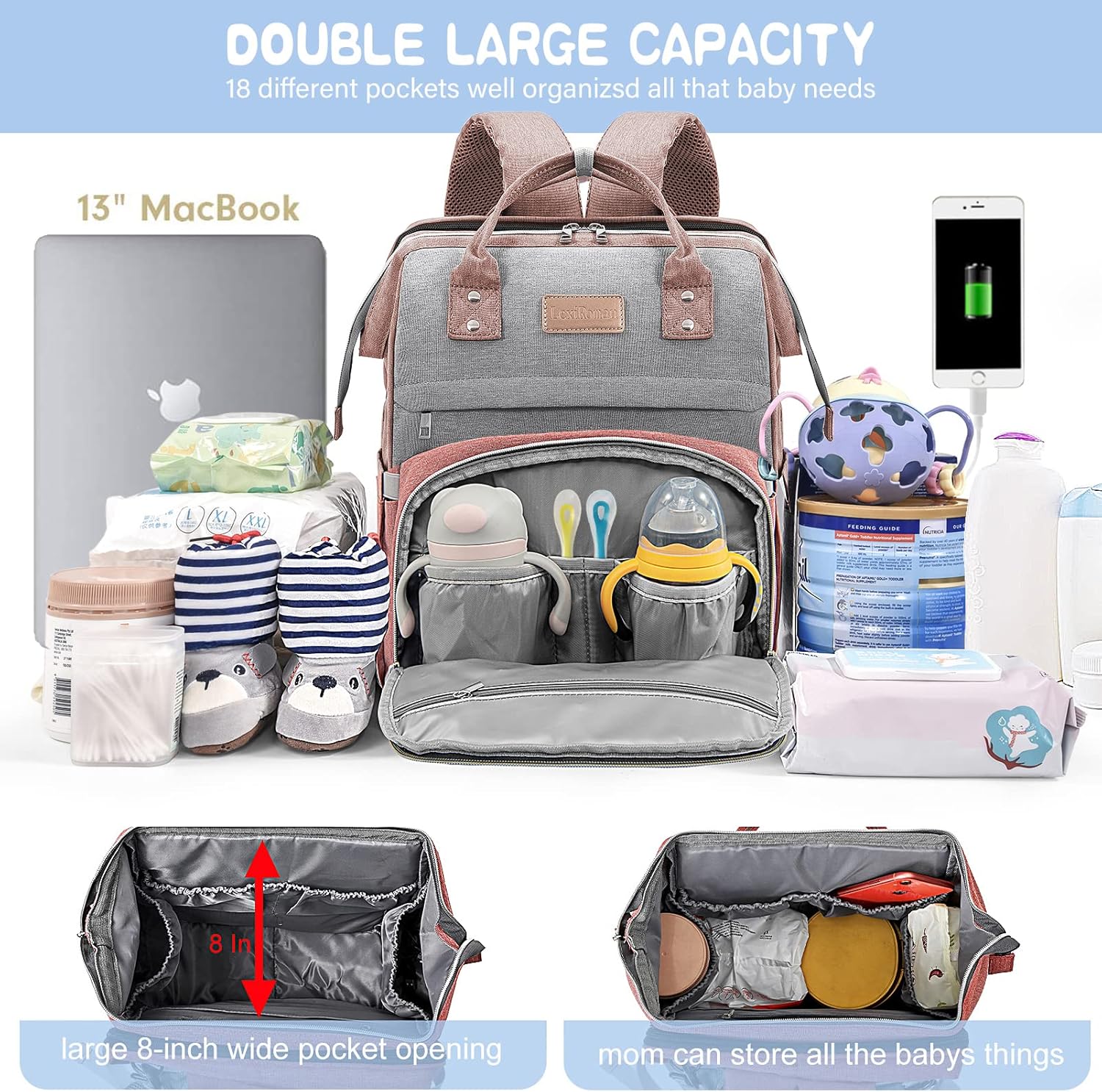 Diaper Bag Backpack Waterproof Stylish