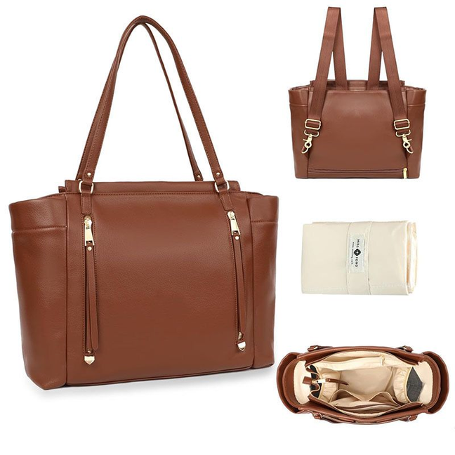 Leather Diaper Tote Bag Travel