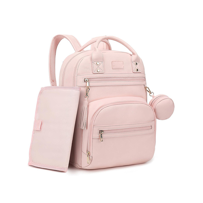 Vegan Leather Diaper Bag Backpack