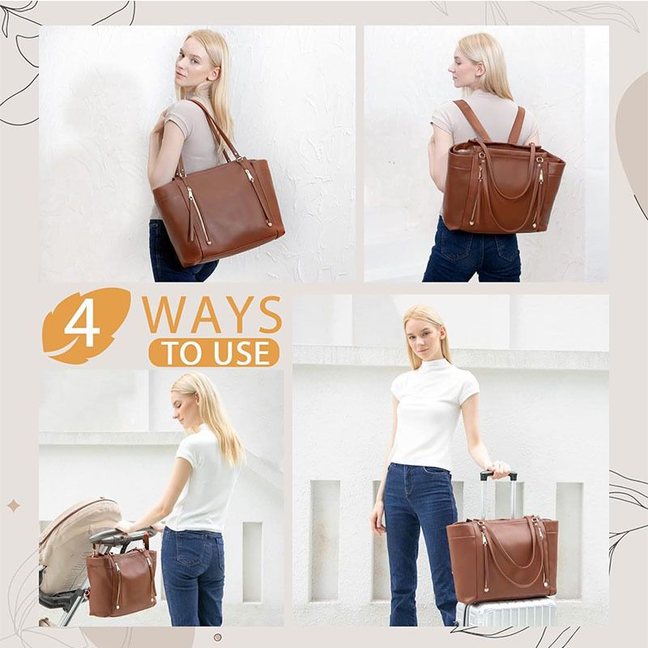 Leather Diaper Tote Bag Travel