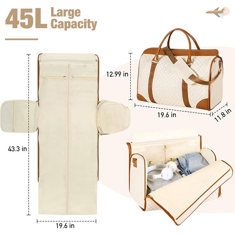 Convertible Carry On Garment Bag Suitcase Beige