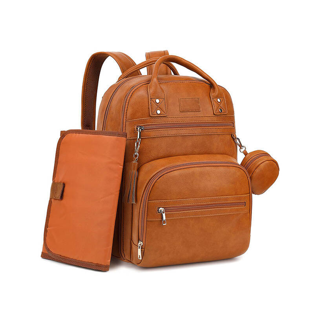 Vegan Leather Diaper Bag Backpack